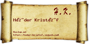 Háder Kristóf névjegykártya